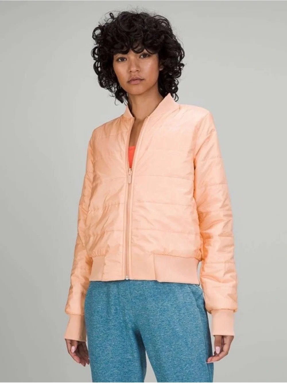 Lululemon Non-Stop Bomber REVERSIBLE Jacket Bleached Apricot Sz 2